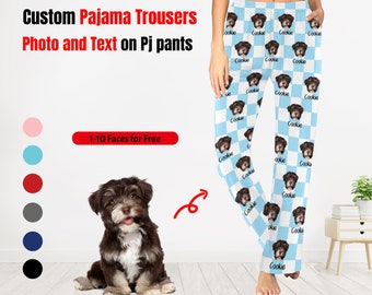 Custom Face Pajamas Pants Personalized Pet Photo Pajama Trousers Women Men Party Gift for Family Lover Friends Mothers Fathers Day Christmas