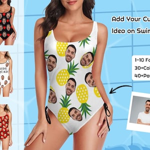 Custom Face Swimsuit Personalized Photo Women&#39;s Bathing Suit Bikini Set Swimwear Anniversary Birthday Bachelorette Party Wedding Bride Gift