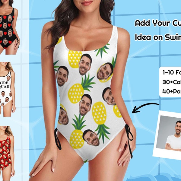 Traje de baño de cara personalizado Foto personalizada Traje de baño de mujer Bikini Set Traje de baño Aniversario Cumpleaños Despedida de soltera Boda Novia Regalo