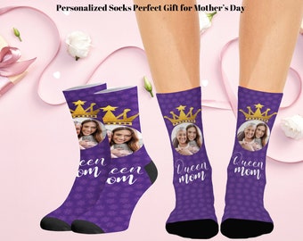 Custom Socks with Face Name Personalized Photo Sox for Mom I Love My Mom Mother's Day Gift