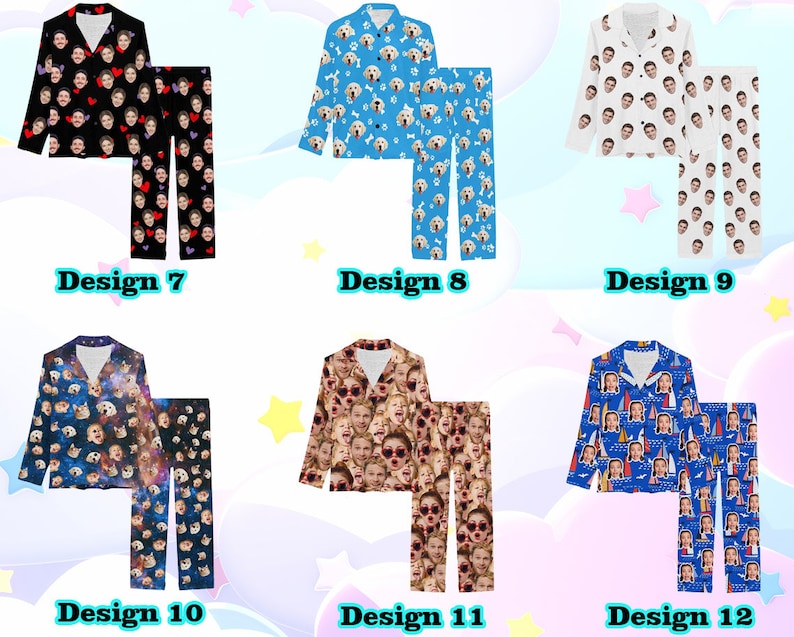 Custom Face Pajama Set Personalized Photo Pajamas Men Women Boys Girls Pajamas Bridal Party Birthday Anniversary Fathers Day Gift Christmas image 4