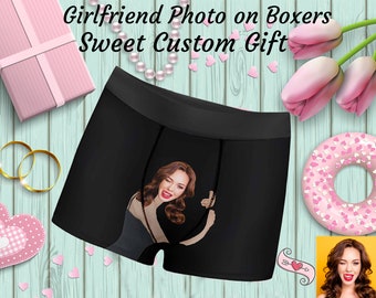 Custom Boxers Briefs with Face Personalized Photo Print Underwear for Men Underpants Surprise Gift for Boyfriend Husband
