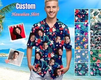 Custom Face Hawaiian Shirt, Personalized Photo Aloha Shirt for Dad, Fathers Day Hawaii Shirts