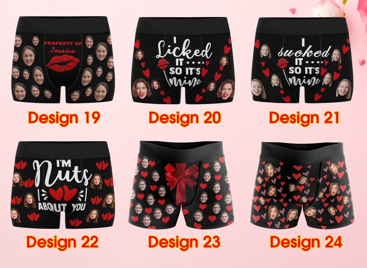 Custom Face Boxers Briefs for Men Underwear Personalized Photo Underpants Birthday Anniversary Christmas Valentines Day Gift for Him