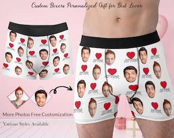 Custom Photo Boxers Briefs Personalized Face  Print Underwear for Men Underpants Best Gift for Lover