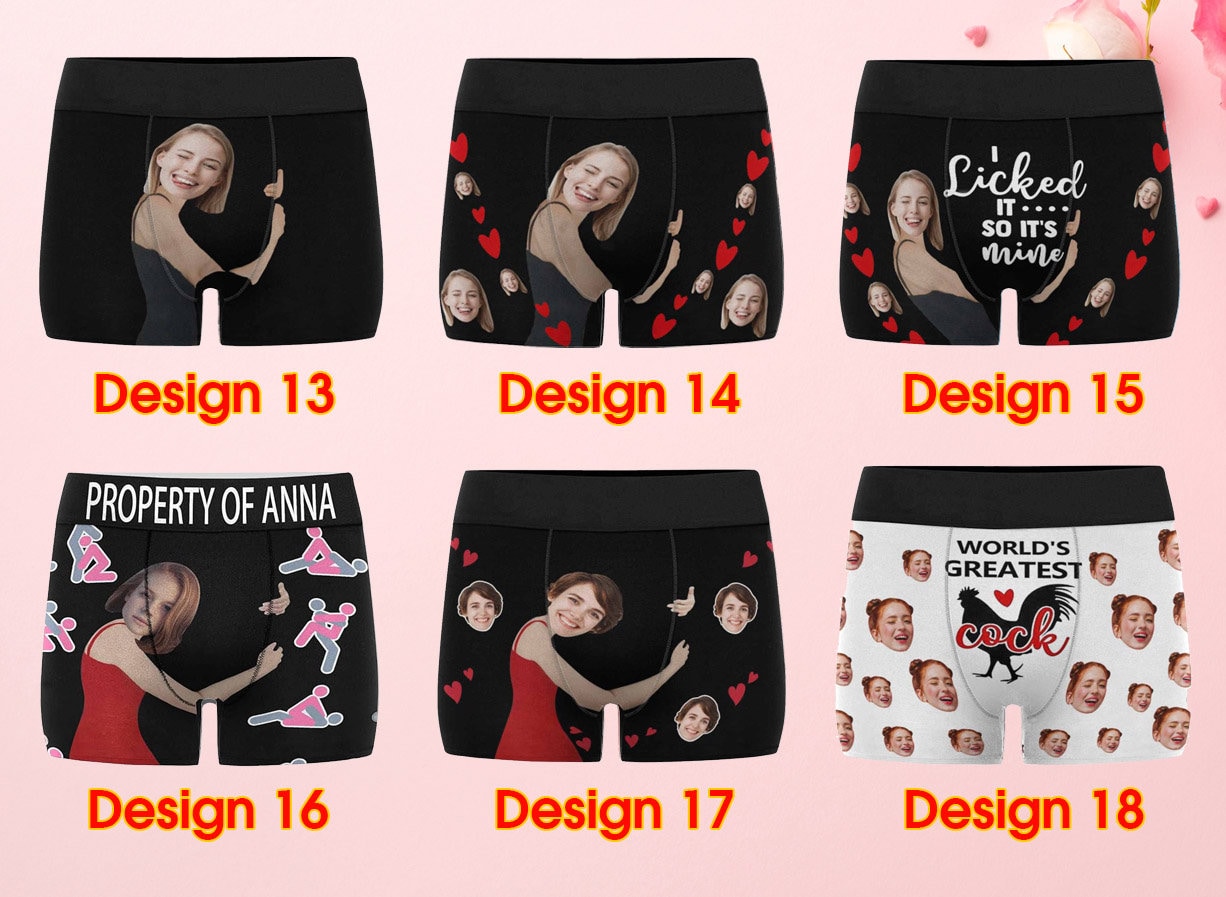 Custom Face Boxers Briefs for Men Underwear Personalized Photo Underpants Birthday Anniversary Christmas Valentines Day Gift for Him