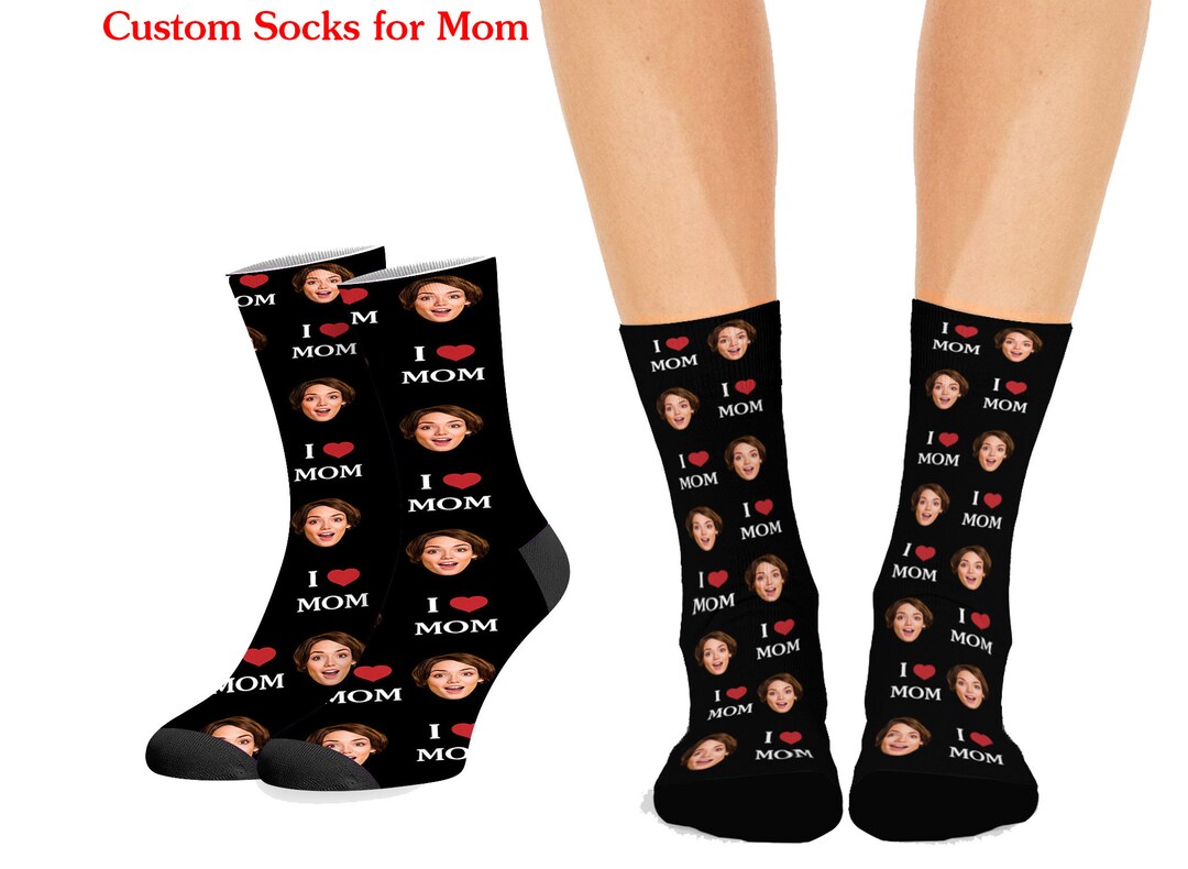 Custom Socks With Face Personalized Face Sox for Mom I Love My Mom Gift