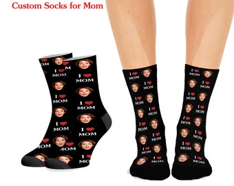 Custom Socks with Face Personalized Face Sox for Mom I Love My Mom Gift for Mother's Day