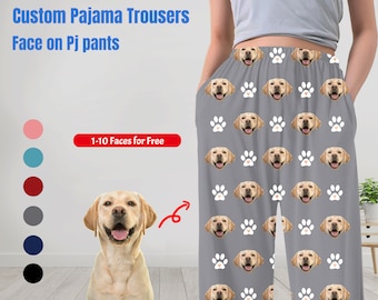 Custom Face Pajamas Pants Personalized Pet Photo Pajama Trousers Women Men Party Gift for Family Lover Friends Mothers Fathers Day Christmas