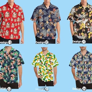 Custom Face Hawaiian Shirt for Men Women Personalized Background Photo Text Hawaii Shirt Bachelor Party Shirt Trip Birthday Father Day Gift image 5