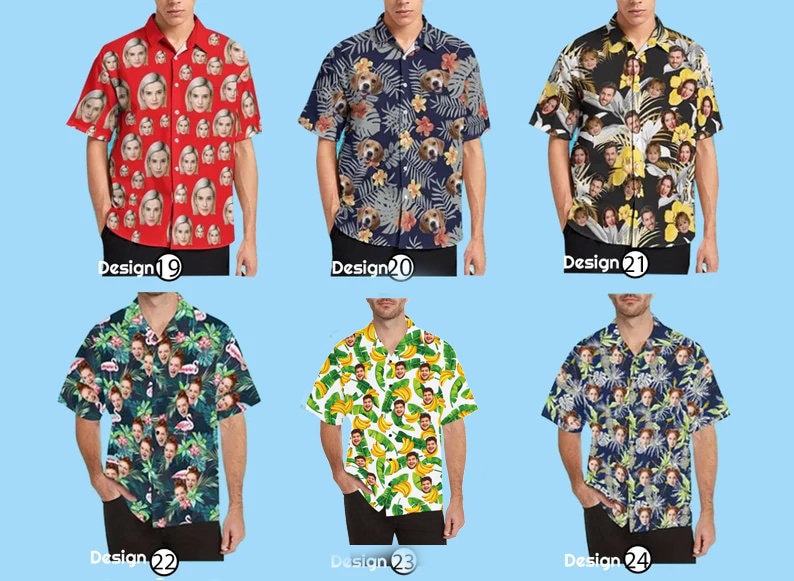 Custom Face Hawaiian Shirt for Men Women Personalized Background Photo Text Hawaii Shirt Bachelor Party Shirt Trip Birthday Father Day Gift image 5