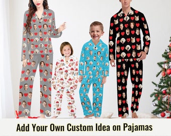 Custom Face Pajama Set Personalized Dog Photo Pajamas Men Women Boys Girls Long Pajamas Bridal Party Pj Gift for Family Lover Christmas