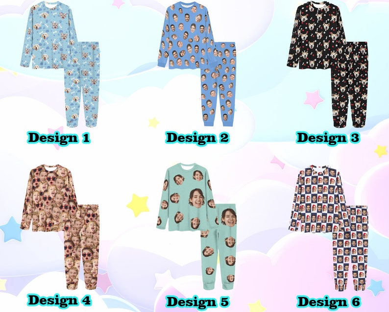 Custom Face Pajama Set Personalized Dog Photo Pajamas Men Women Boys Girls Pajamas Bridal Party Pj Gift for Family Lover Friends Christmas image 2