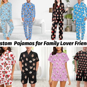 Custom Face Pajama Set Personalized Photo Pajamas Men Women Boys Girls Pajamas Bridal Party Birthday Anniversary Fathers Day Gift Christmas