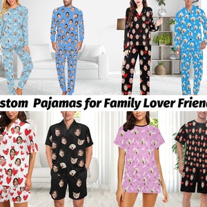 Custom Face Pajama Set Personalized Dog Photo Pajamas Men Women Boys Girls Pajamas Bridal Party Pj Gift for Family Lover Friends Christmas image 1