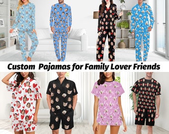 Aangepaste gezicht pyjama set gepersonaliseerde foto pyjama mannen vrouwen jongens meisjes pyjama bruids partij verjaardag verjaardag vaderdagcadeau Kerstmis