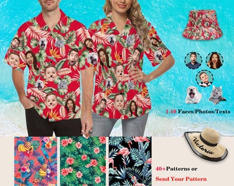 Custom Face Hawaiian Shirt for Men Women Personalized Background Photo Text Hawaii Shirt Bachelor Party Shirt Trip Birthday Father Day Gift