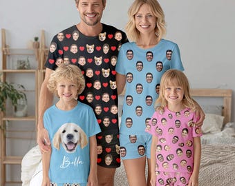 Custom Face Pajama Set, Personalized Photo Pajamas, Matching Family Pajamas