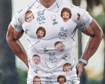 Personalized Face Golf Polo Shirt, Custom Photo Gift for Dad