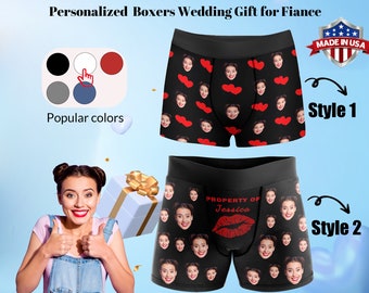 Custom Text Name on Boxers Briefs for Men Personalized Boxers with Face Photo Underwear Wedding Anniversary Gift for Him