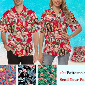 Custom Face Hawaiian Shirt for Men Women Personalized Background Photo Text Hawaii Shirt Bachelor Party Shirt Trip Birthday Father Day Gift