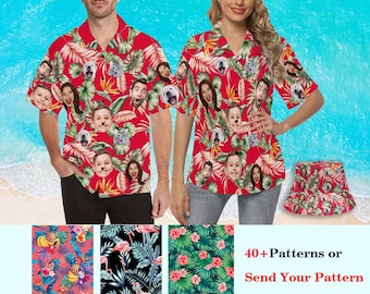 Custom Face Hawaiian Shirt for Men Women Personalized Background Photo Text Hawaii Shirt Bachelor Party Shirt Trip Birthday Father Day Gift