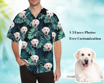 Custom Mens Hawaiian Shirt with Face Personalized Photo Tshirt Beach Shirts Summer Hawaii Shirt Vacation Shirt Gift for Boyfriend Husband