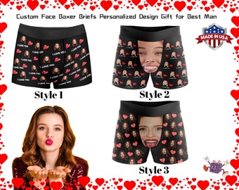 Custom Photo Boxers Briefs for Men Personalized Boxers with Face Underwear Birthday Anniversary Gift for Boyfriend Husband