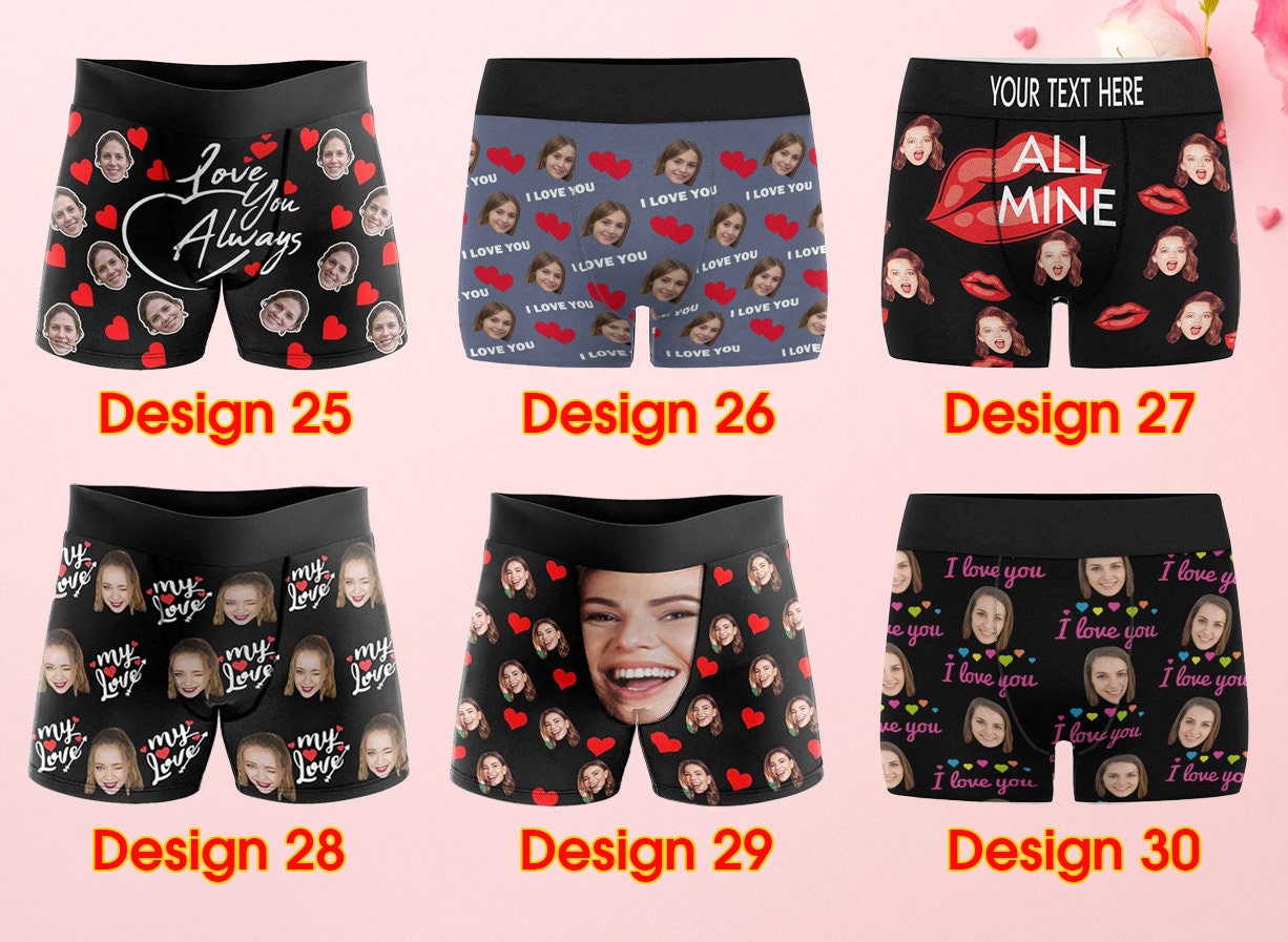Custom Face Boxers Briefs for Men Underwear Personalized Photo Underpants Birthday Anniversary Christmas Valentines Day Gift for Him
