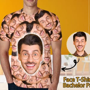 Custom T-Shirt with Faces Custom Face Shirts Bachelor Party Shirts Personalized Photo Tee Shirts Men Women Kids Birthday Christmas Gift