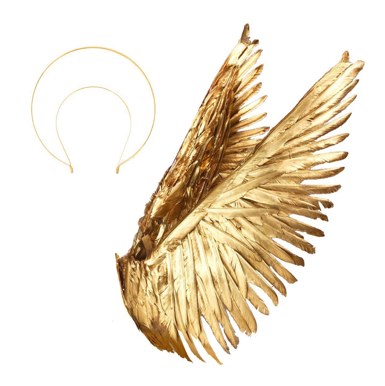 BIHBI x Saltburn Gold Angel Wings Set Halo Headband