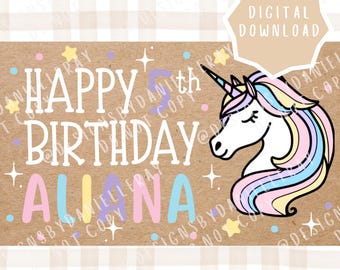 de Bannière d'anniversaire de licorne | Décoration de fête à thème licorne (téléchargement numérique)