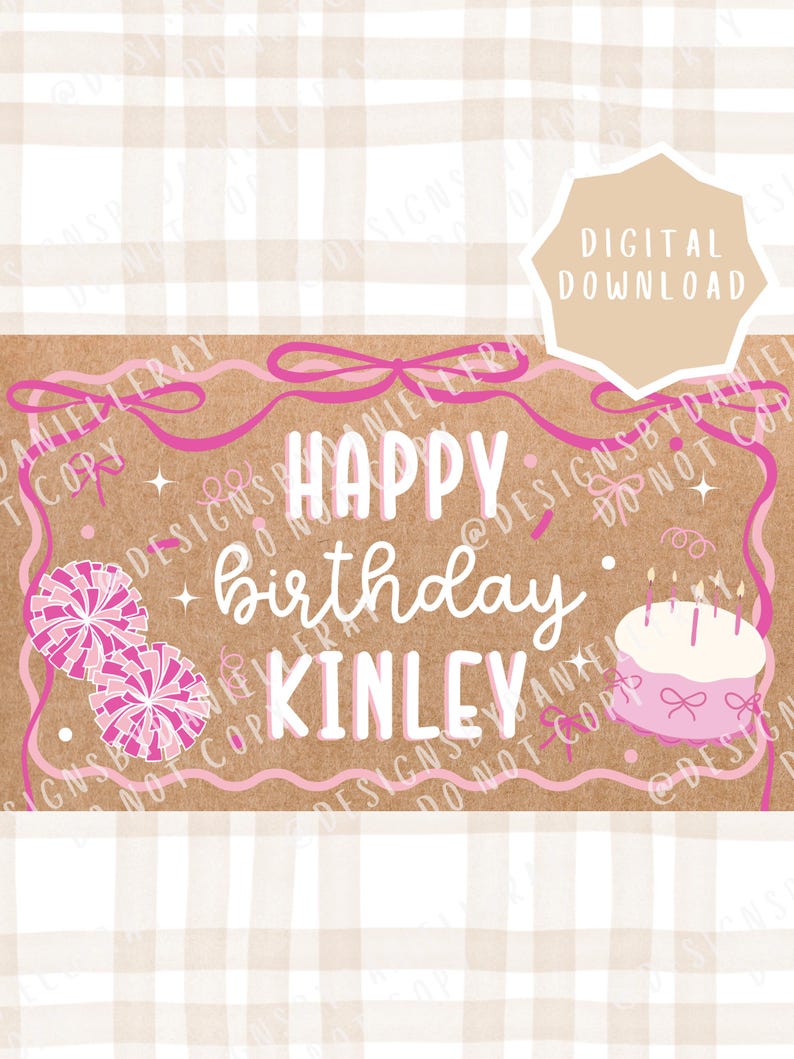 Pink Birthday Banner Template | Girly Party Decor (digital Download ...