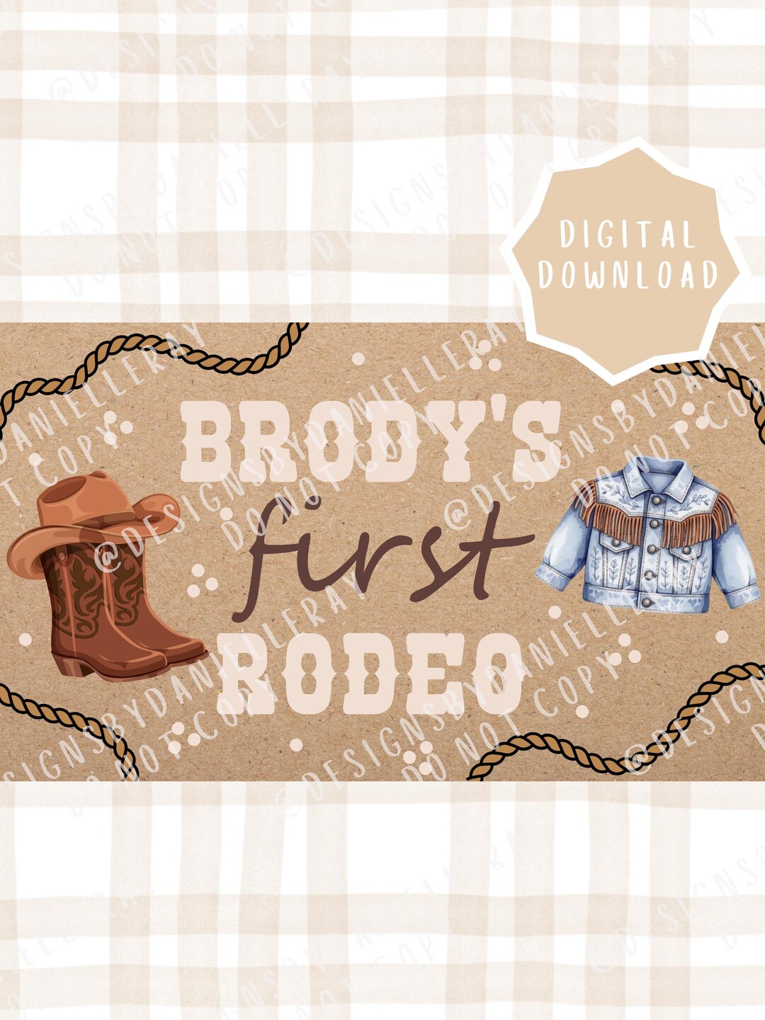 First Rodeo Banner Digital First Rodeo Banner Template | Rodeo First Birthday | Editable ...