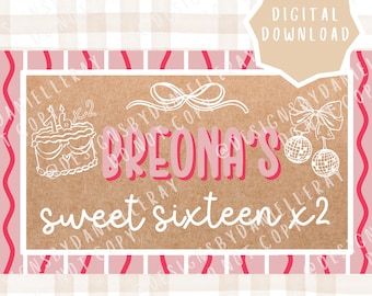 de bannière d'anniversaire Sweet 16 x 2 | Téléchargement numérique modifiable