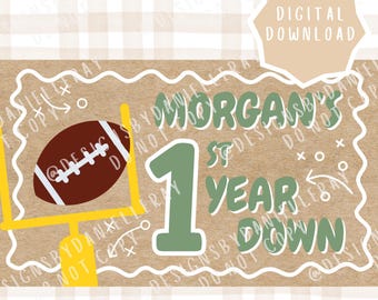 Digital First Year Down Birthday Banner Template | Football First Birthday | Editable Digital Download | Football Birthday Decor