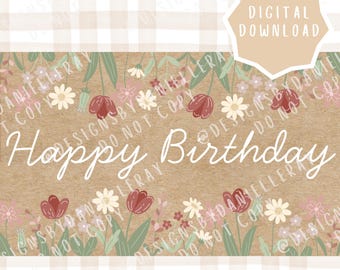 Digital Floral Birthday Banner Template | Floral Birthday | Editable Digital Download | Birthday Decor