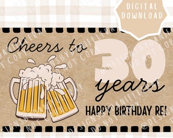 de Bannière d'anniversaire de bière numérique | Vive l'anniversaire de la bière | Téléchargement numérique modifiable | Déco anniversaire bière