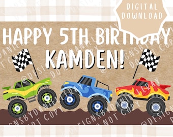 Bannière d'anniversaire Monster Truck | Décoration d'anniversaire (téléchargement numérique)