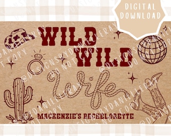 Sjabloon voor spandoek Wild Wild Wife vrijgezellenfeest | Westers thema bewerkbaar (digitale download)