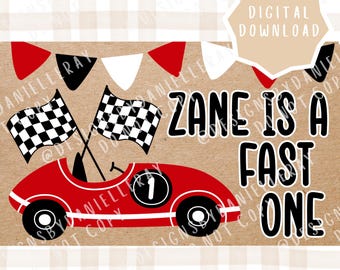 Race Car First Birthday Banner | Fast One Theme (Digital Download, 36x60 inches)