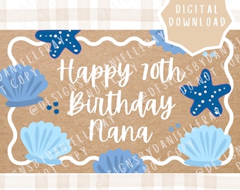 de Bannière d'anniversaire sur le thème de la plage | Téléchargement numérique modifiable