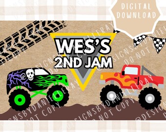 Bannière d'anniversaire Monster Truck | Décoration du troisième anniversaire (téléchargement numérique)