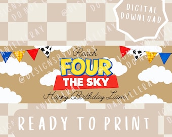 Toy Story Inspired Fourth Birthday Banner | Reach For The Sky (Digital Download)
