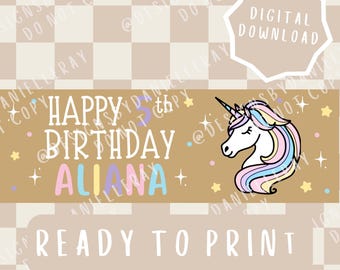 Ready To Print Unicorn Themed Birthday Banner Template | Editable Digital Download