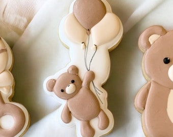 Galletas personalizables para baby shower con osito