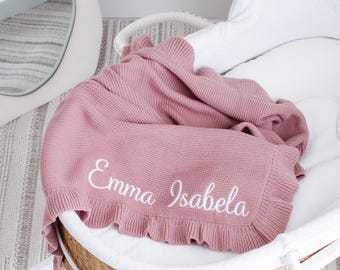 Baby blanket / Soft Custom Personalized baby blanket / Embroidered Knitted Baby Blanket / Soft Custom Baby Shower Gift