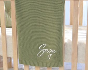 Baby Blanket,Embroidered Name,Stroller Blanket,Newborn Baby Gift ,Soft Breathable Cotton Knit