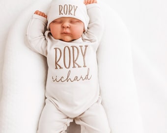 Baby Coming Home Outfit, Baby Gift, Custom Baby Apparel, Embroidered Name Outfit, Personalized Baby Clothing, newborn gift, new baby outfit.