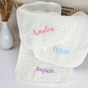 Muslin Burp Cloths / Personalized baby Burp/Embroidered name on burp cloths/Custom baby Burp/Baby shower gift/Baby burp cloths image 1